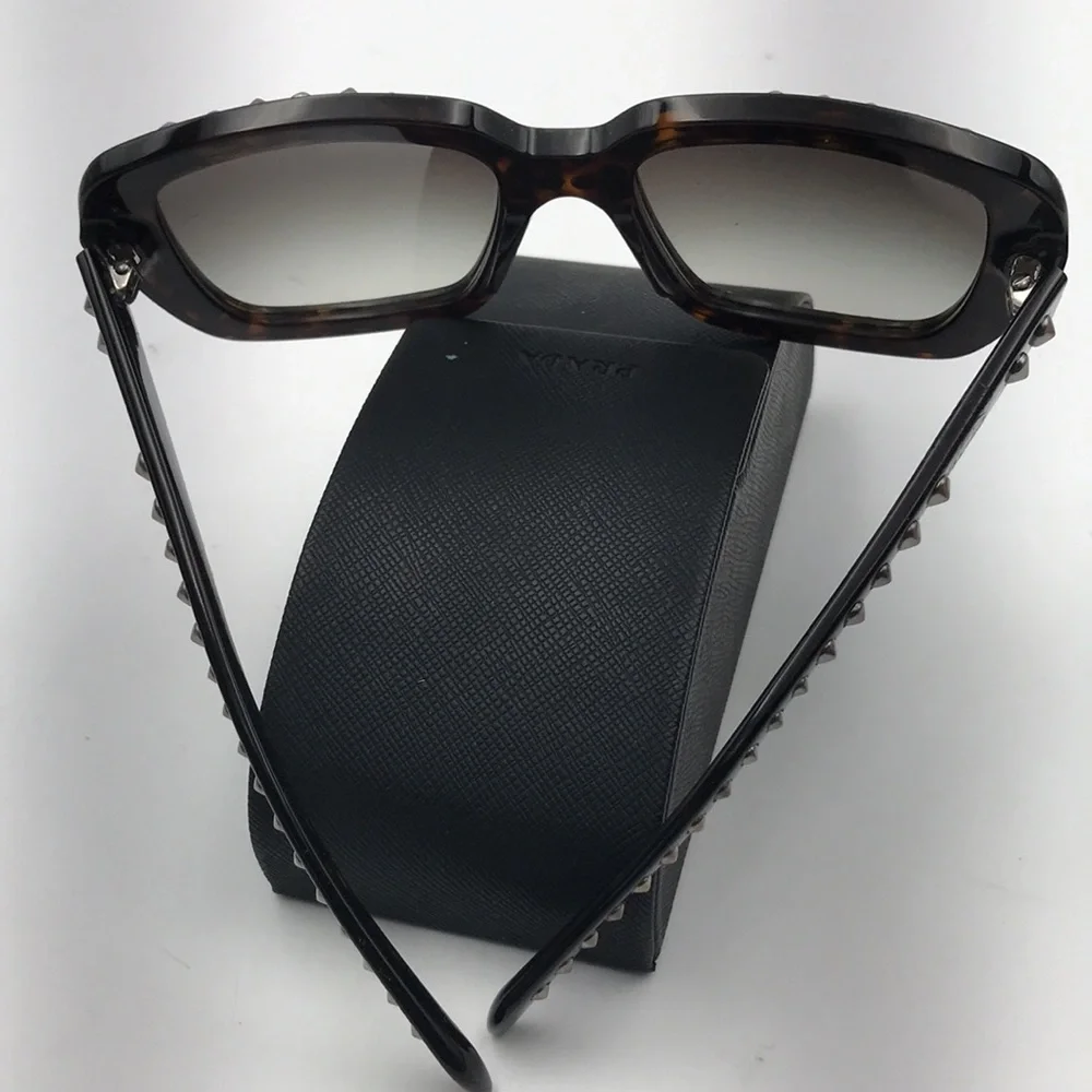 Prada Square Havana Studded Sunglasses